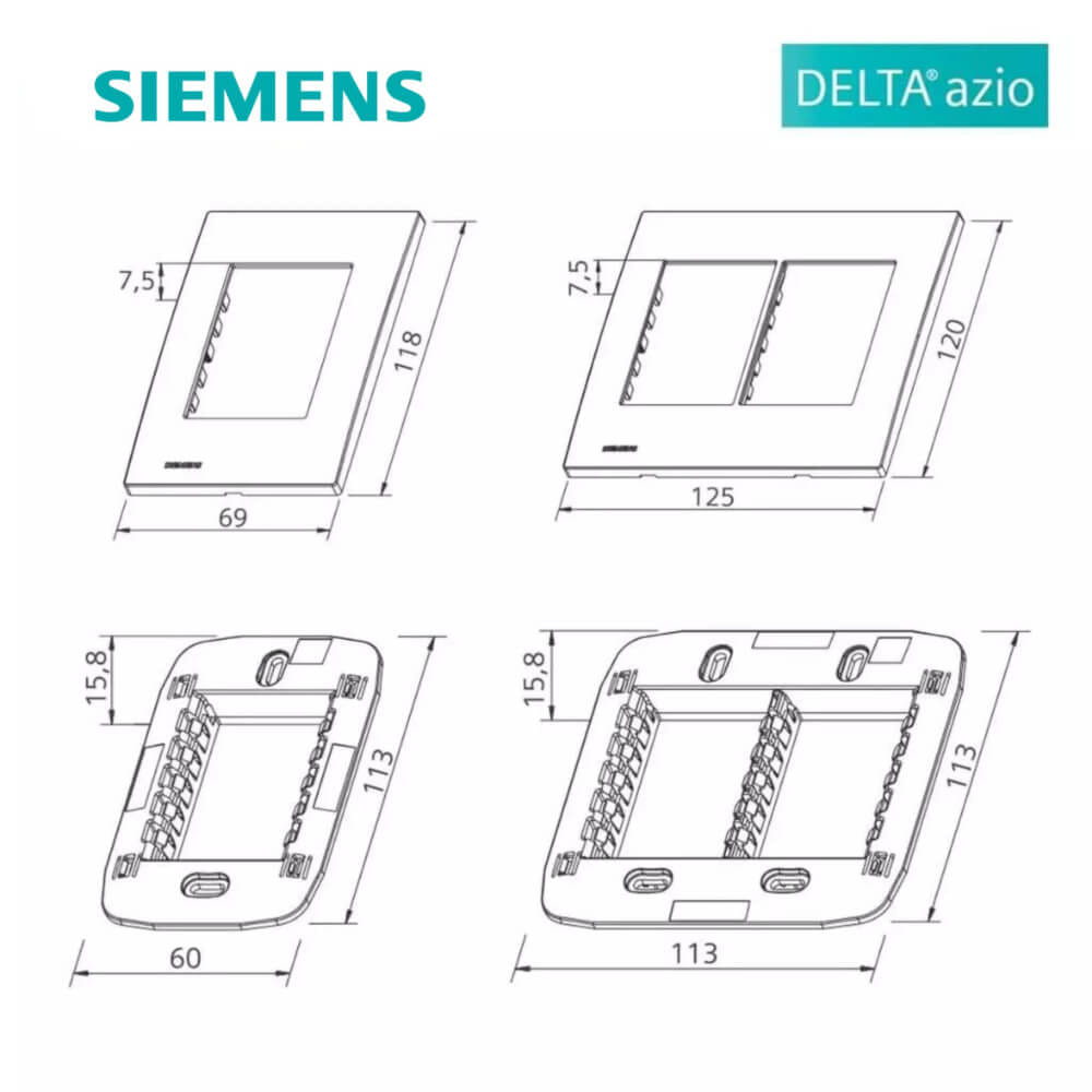 ฝาครอบสวิตช์ 3 ช่อง SIEMENS ซีรีส์ AZIO ขนาด 86 มม. สีขาว